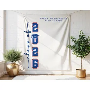 2026 Graduation Party Backdrop | School Name Personalized Banner | Photo Booth Sign | Grad Party Decor - ANY COLOR