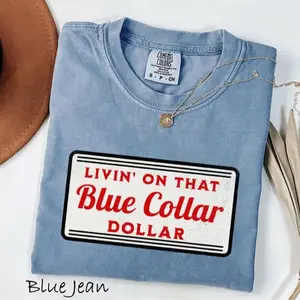 Comfort Colors Living on That Blue Collar Dolar TShirt, Western Cowboy T-Shirt, Country Rodeo TShirt, Trendy T-Shirt, Western TShirt, Cowboy T-Shirt