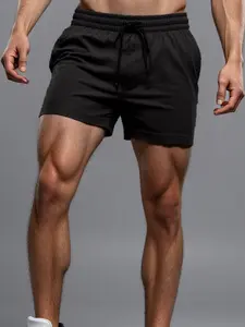 Men's Sport Shorts with Drawstring Waist and Side Pockets, Breathable Fabric for Running, Fitness, and Casual Wear, Athletic Style