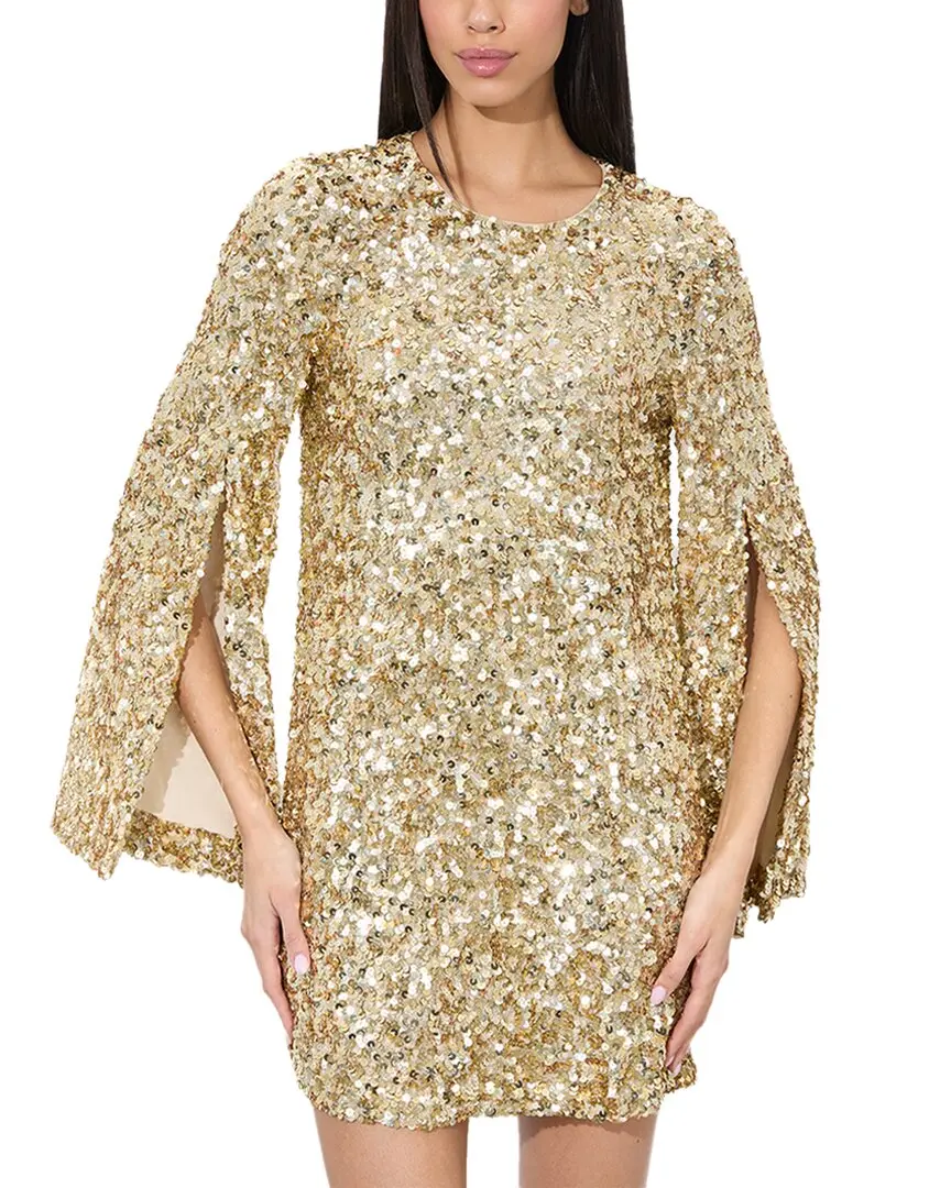 alice + olivia Eleonora Embellished Slit Sleeve Mini Dress