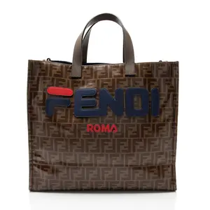Pre-owned FENDI Leather Tote Bags Spalmati Fila Mania Logo Shopper Tote