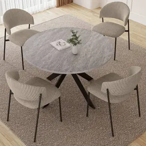 5 Sets Of   Chairs, Circular    Chairs For 2-4 People, Imitation Marble  , Corduroy Fabric Armchairs, Home Decoration.Suitable For Small Spaces, Family Kitchens, Restaurants, Apartments, Offices tables Dining and coffee White Glass Door Wardrobe