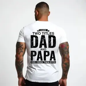 Cool Dad And Papa Double Title Rocking T-Shirt For Awesome Fathers Fathersdaygift Menswear Casual graphic tee Shortsleeve Cool Double Title  T-Shirt