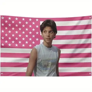 Ralph Star Macchio Pink America Funny Cameron Flag Poster with 4 Brass Grommets for College Dorm Decor, Room Decor Merch Gift 3x5ft (Grommets' Color Random