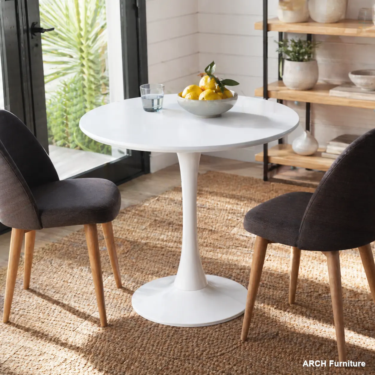 31.5 in Round Modern Dining Table - Sturdy White MDF Top, Pedestal Base, Easy Setup, Mid-Century 2-4 Person Furniture for Kitchen, Apartment, Family Safety-Focused