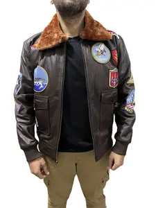 Men's TG Pete Maverick Tom A2 Pilot Flight Bomber Real Leather Jacket