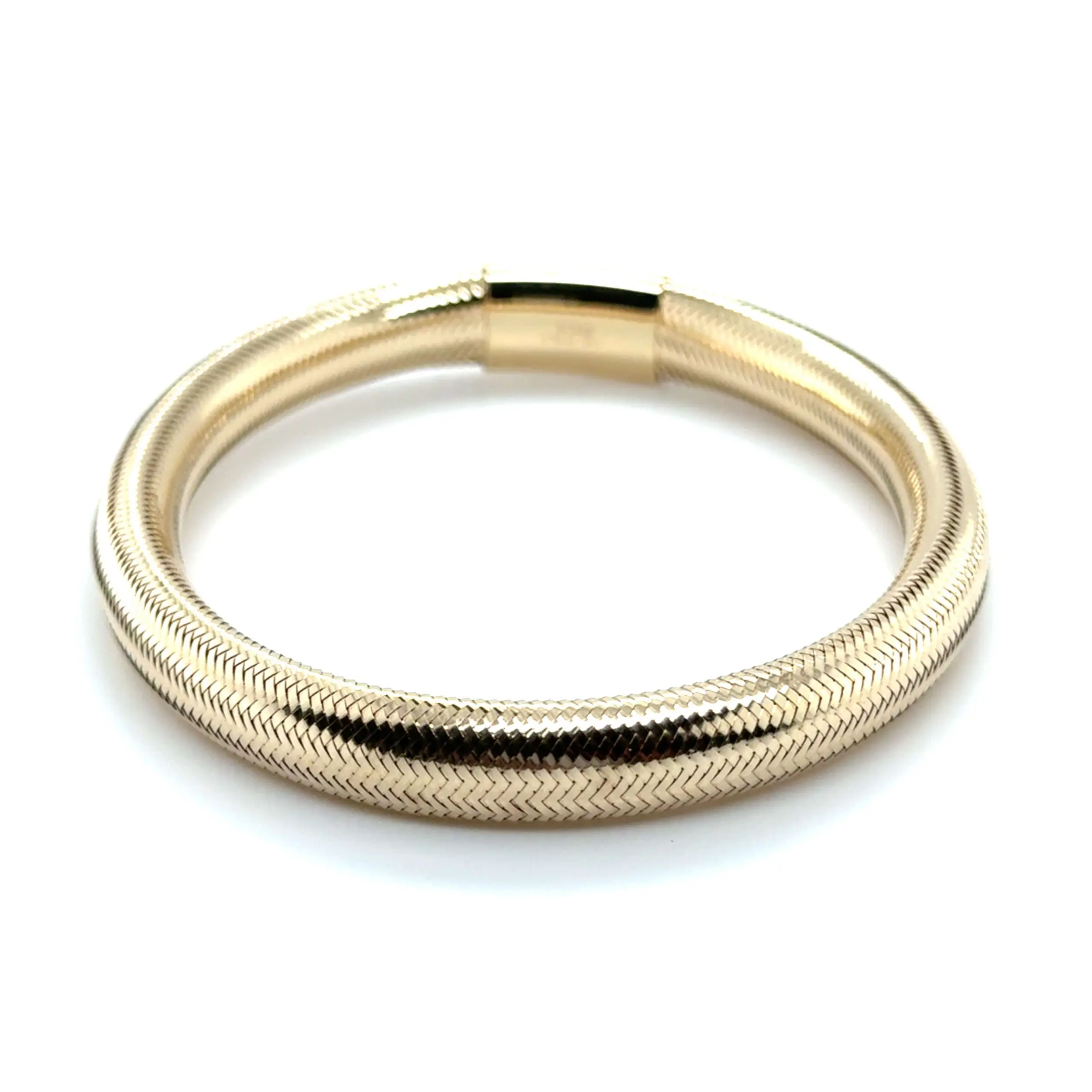 14K Gold Stretchable Mesh Bangle Bracelet – Bold, Flexible & Tarnish-Resistant - Made In Italy