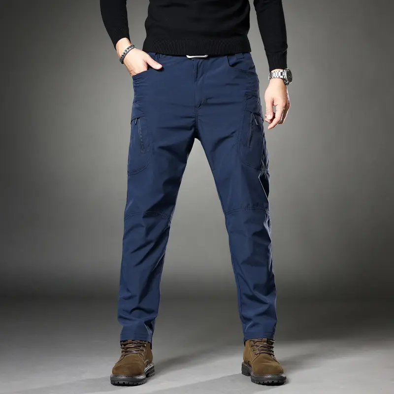 Men’s lightweight cargo pants with multiple pockets, straight-leg quick-dry functional casual outdoor trousers Menswear Small