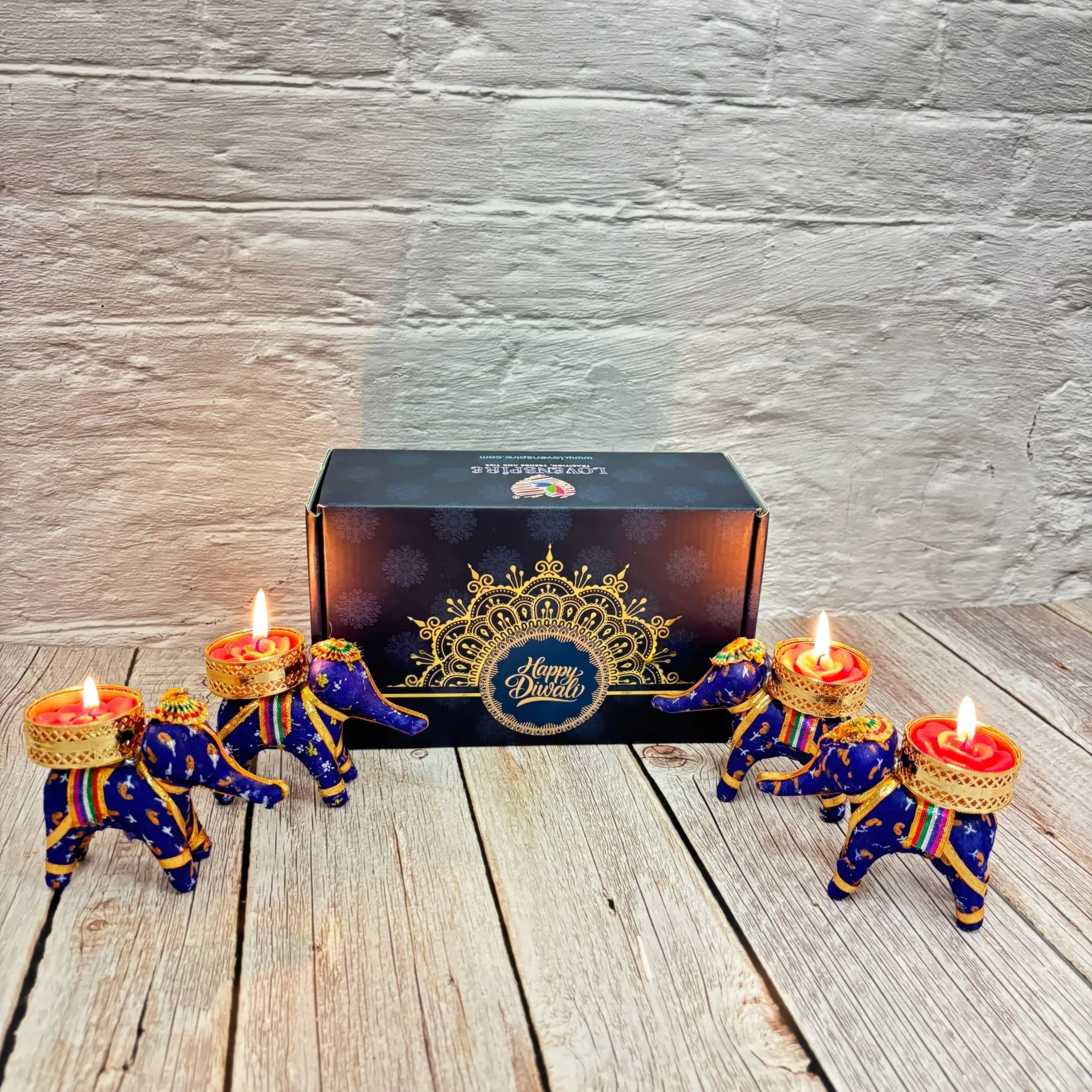 Elegant Diwali Gift Hamper Set | Charming Elephant Candle Holders | Perfect for Diwali & Gifts