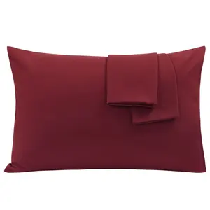 PiccoCasa 2 Packs Luxury 1800 Bedding Brushed Microfiber Pillow Cases Travel(14"x20") Burgundy