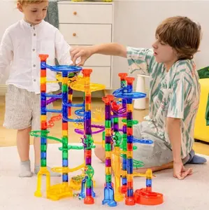 207Pcs Glowing Marble Run - Construction Building Blocks Toy with Glow in the Dark Marbles, Perfect STEM Educational Gift for Kids