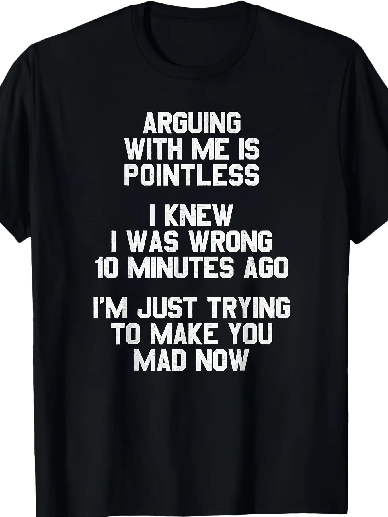 Men's Casual Crewneck Short-Sleeve Breathable Streetwear T-Shirt - "Arguing With Me Is Pointless" Viral Sarcasm Tee, Viral-Slogan Punch, Dry Humor Signal, Distressed Vintage Soft Material Menswear Top