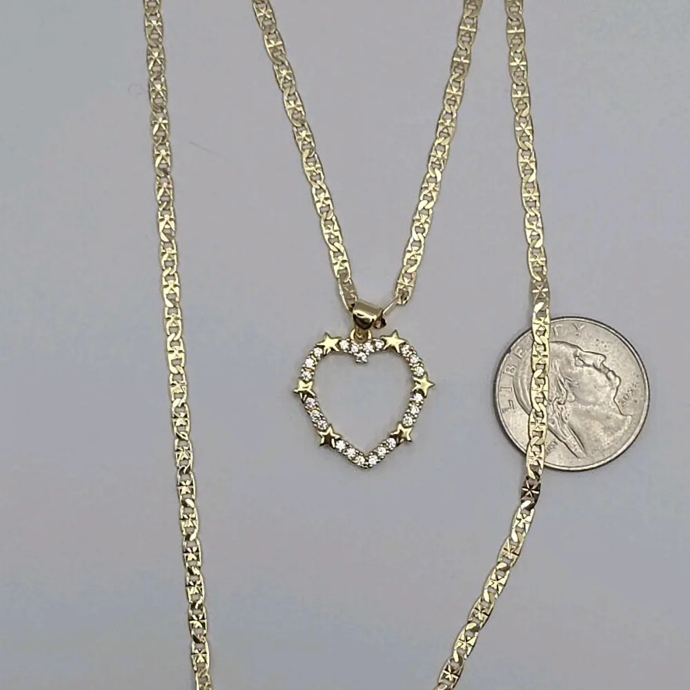 Heart with stars necklace regular style gold-plated 18"inches 24"inches available