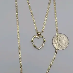 Heart with stars necklace regular style gold-plated 18"inches 24"inches available