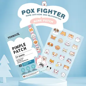 VENROCK 48-Count Hydrocolloid Acne Patches with Salicylic Acid & Tea Tree Oil - 24 Adorable Animal Designs for Gentle Acne Treatment & Non-Scarring Repair - Acnepads