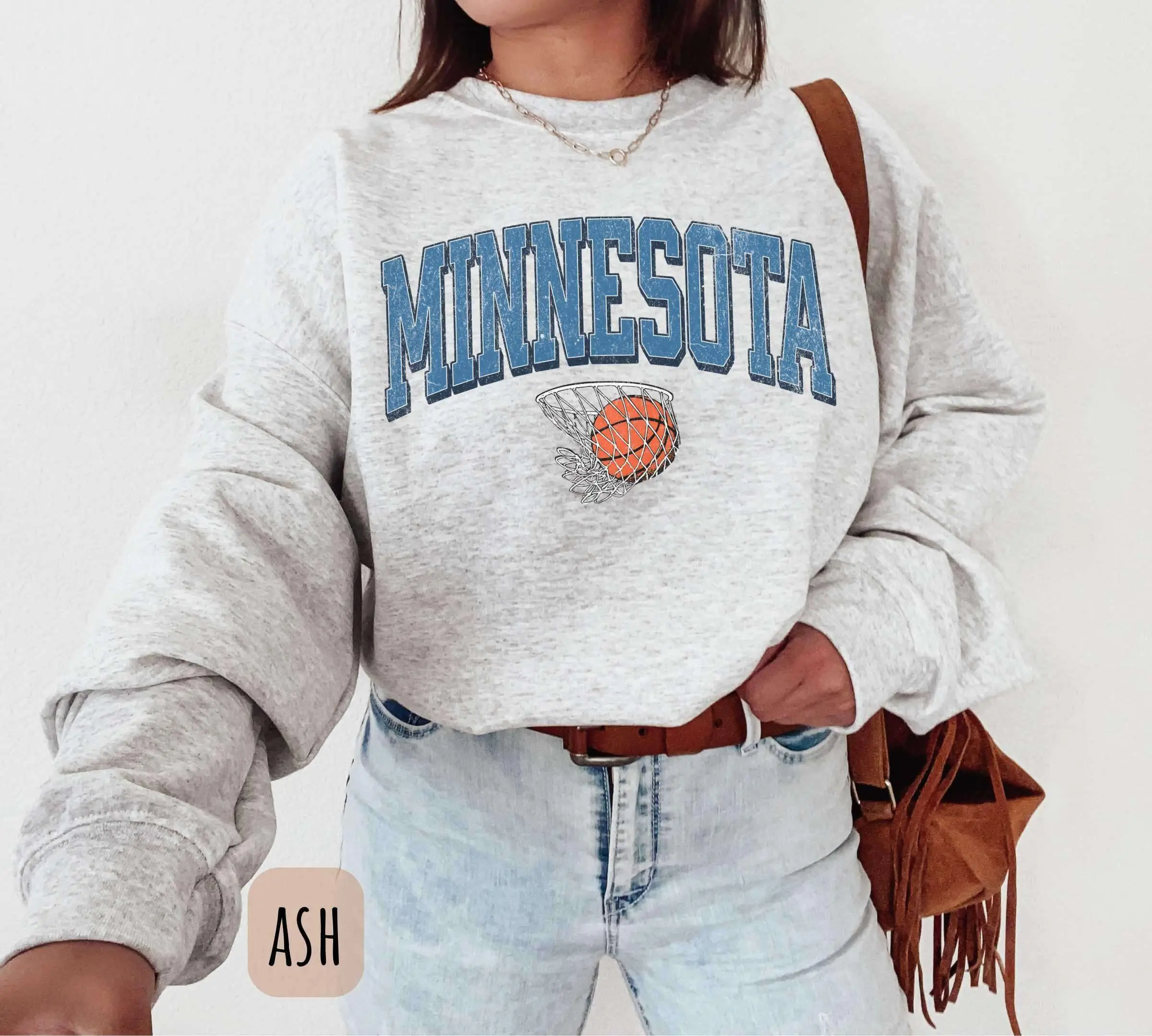 Vintage Minnesota Basketball Crewneck Sweatshirt, Minnesota Shirt, Minnesota Basketball Crewneck, Wolves Basketball Shirt, Playoff T-Shirt Cotton Trending