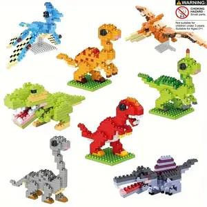 Dinosaur Series Micro Particle STEM Building Blocks, 8 Different Dinosaurs, Educational Puzzle Toy, DIY Model Gift for Birthday Halloween Christmas, Building Block Sets
