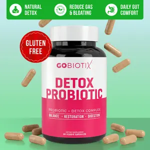 GoBiotix Detox Probiotic Complex upplement with Digestive Enzymes, Milk Thistle, Turmeric, Dandelion Root and More for Digestive Health - 50 Billion CFU for Gut Health - 60 Capsules