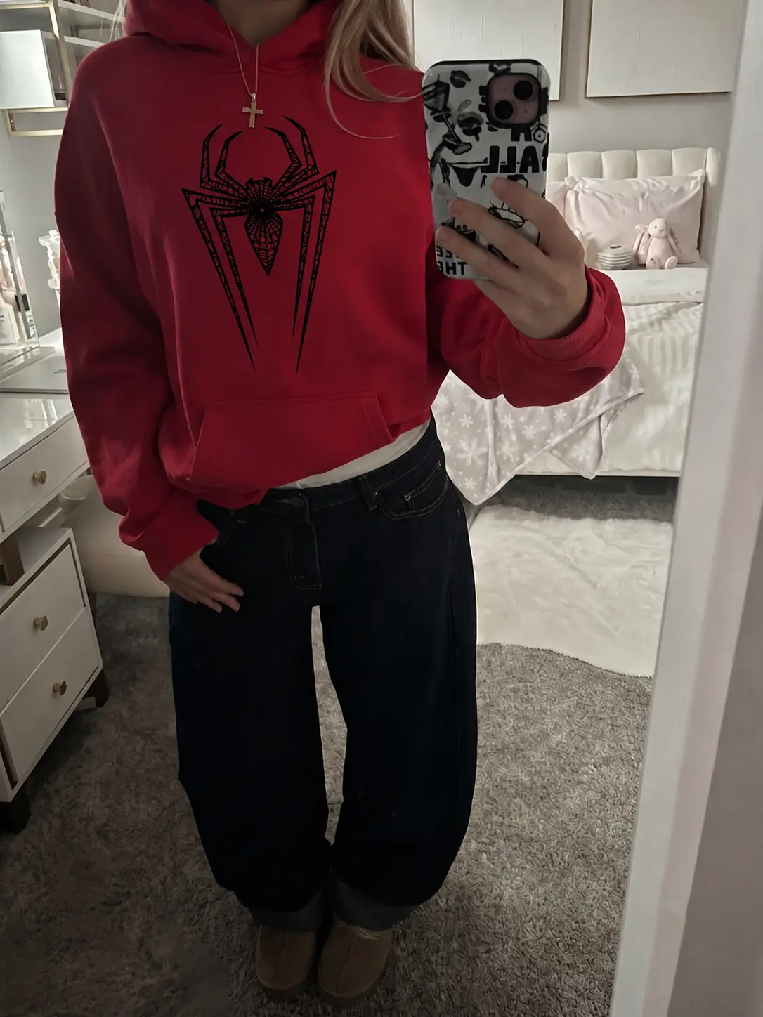Spider Print Hoodie 6, Gothic Graphic, Vintage Emo Streetwear Short Sleeve Women's Y2K Aesthetic