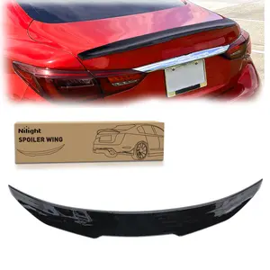 Nilight Rear Trunk Lip Spoiler Wing, No-Drill Glossy Black ABS Car Accessories, Auto Parts Accessories, Exterior Auto Part for 2014-2024 Infiniti Q50 4-Door Sedan