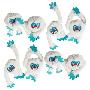 11" Bulk 72 Pc. Long Arm Stuffed White Yetis with Touch Fastener Hands