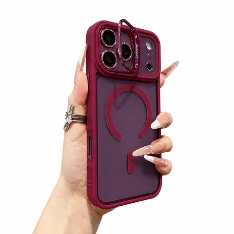 For iPhone 18 Pro Max 17 16 15 14 13 12 11 Case, Clear Magnetic Mobile Phone Case with Camera Stand, Compatible with MagSafe, Military-Grade Protection