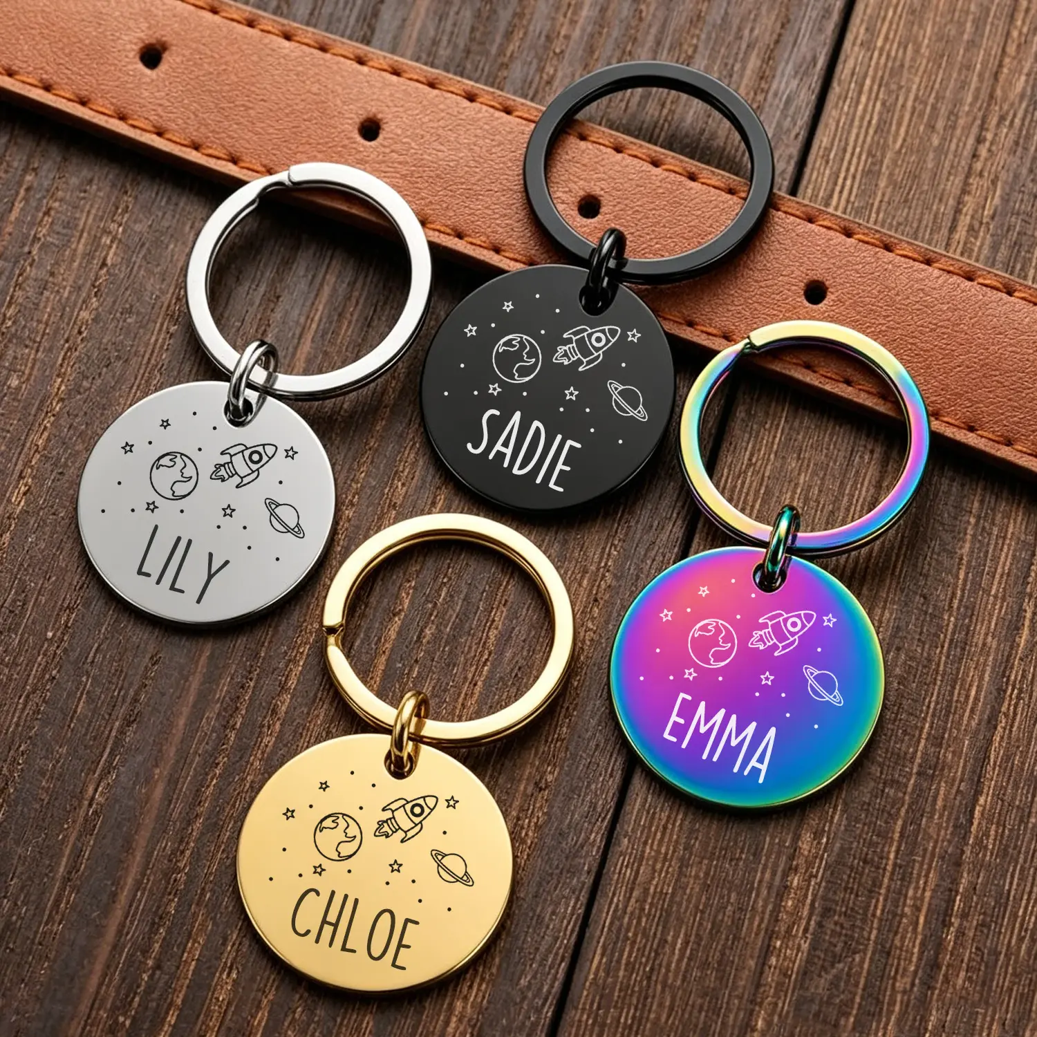 Your Pet’s Little Space Tag  Personalized Galaxy Dog Tag, Custom Name Engraved Planet ID Tag for Dogs and Cats, Cute Cosmic Pet Accessory