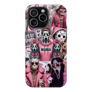 Pink Mama GhostFace Scream Phone Case for iPhone 17/16/15/14/13/12/11 Pro Max - Horror Movie Halloween Aesthetic Spooky Season Protective Cover