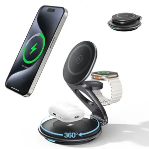 3 in 1 Wireless Travel Magsafe Charger Station  phone holder for Apple Multiple Devices Magnetic Foldable Charger for iPhone 12-16Series for Apple Watch & AirPods(30W Charger Included)