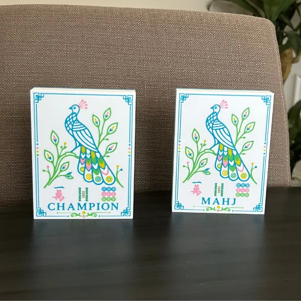 Mahjong Champion Trophy Plaque or MAHJ | 3-D Printed Plastic | Freestanding Tabletop Trophy |  Tournament Prize | Unique Gift