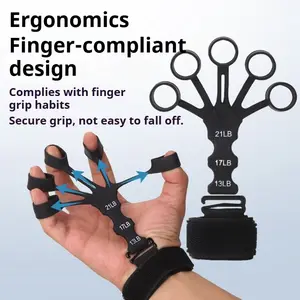 Silicone 5-finger Finger Trainer for Wrist Pulling Finger Rehabilitation and Weight Lifting with Adjustable Spring Arm Heavy Duty Resistance for Posture Correction