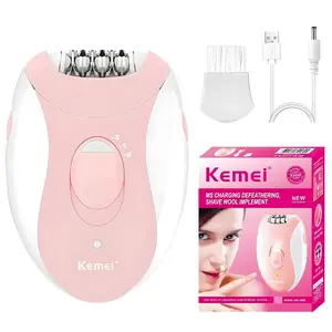 Kemei Km-189b USB Rechargeable Women's Electric Hair Remover, Compact Lightweight Portable Waterproof Body Hair Removal Epilator, Travel-Friendly Grooming Tool