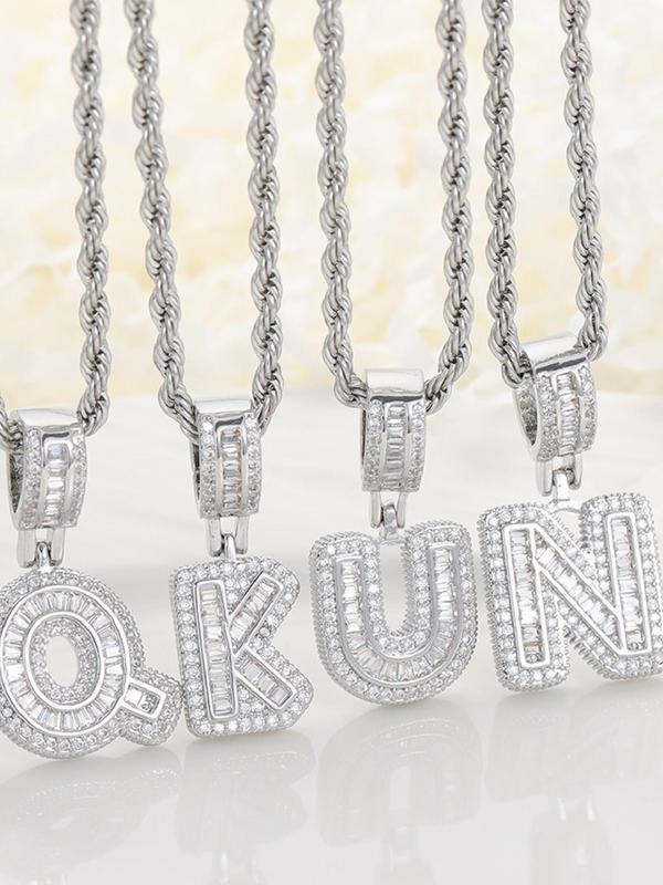 Zircon letter pendant necklace, party fashion jewelry, everyday outfit accessory, trendy and versatile exquisite birthday gift jewelry, letter necklace, name initial necklace, daily jewelry match