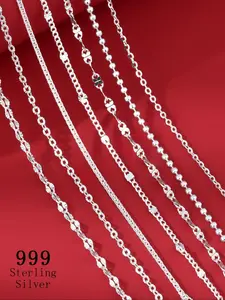 S999 Sterling Silver Women's Elegant Chain Necklace, Exquisite Trendy Chain Necklace, Chic Gorgeous Jewelry As Gift for Girlfriend