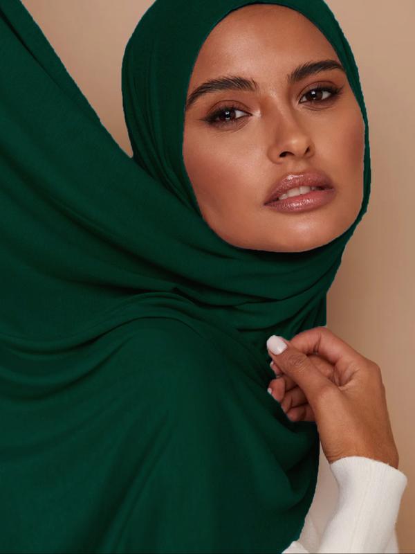 Women's Dopamine Fashion Color Palette Headscarf Turban Hijab, Soft Jersey Material, Elastic Design, Suitable for All Occasions, Plain Pattern