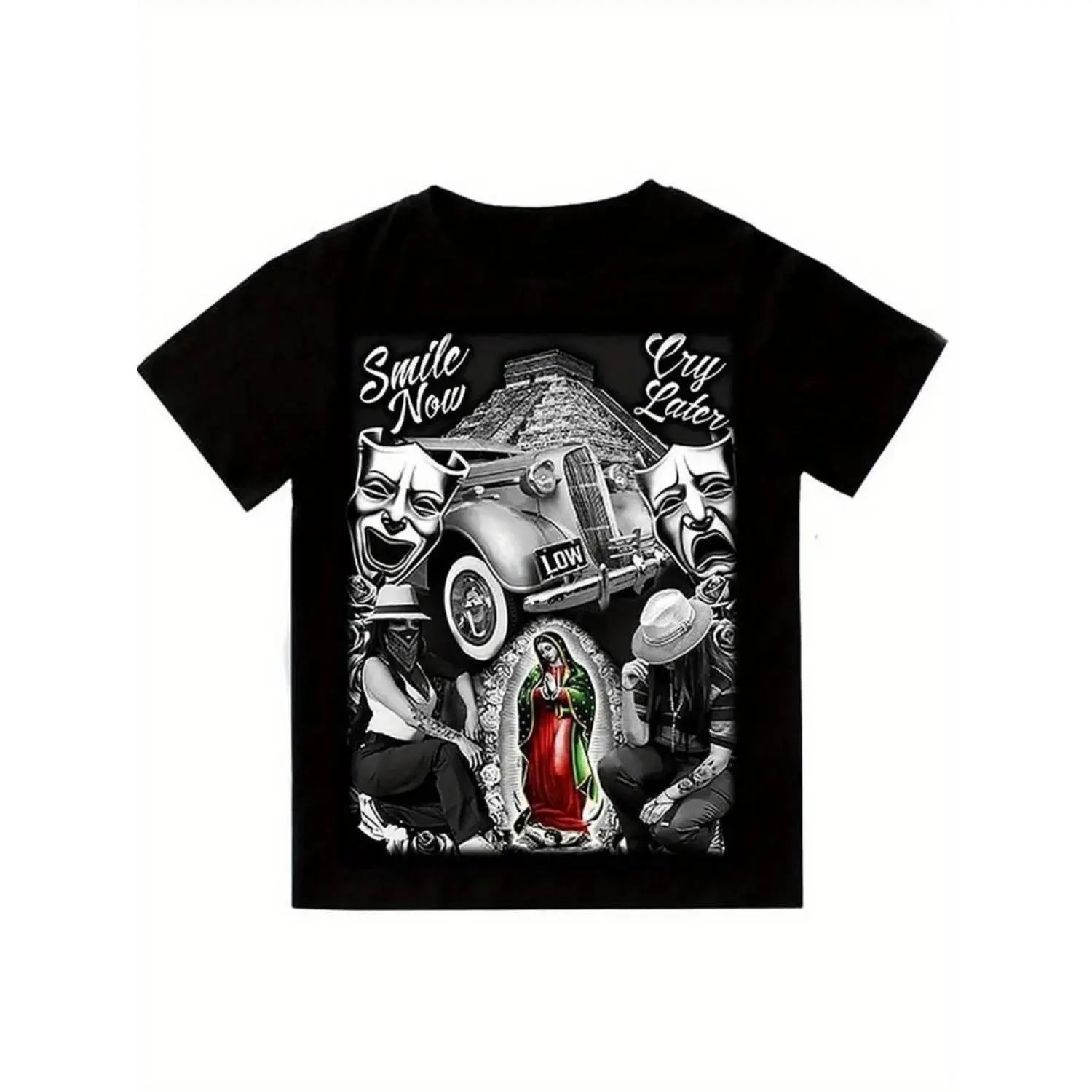 Men's Short-Sleeve Aztec Print Customized T-Shirt - Breathable Soft Cotton Round Neck Top, Slight Stretch, Casual/Street Style Wear, All Seasons, Machine Washable, Do Not Bleach, Tshirt, Shortsleeve