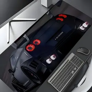 Cyberpunk Black Sport Car Design Large Gaming Mouse Pad,Aesthetic Desktop Drotection Pad,Washable Rubber Pad Non-Slip Lock Edge Multi-Size Mouse Pad Suitable For Home Office,Good Gift for Family and Friends, Mousepad