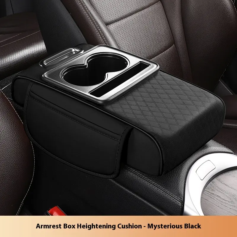 Car Arm Rest Pad,Premium Leather Car Center Console Organizer ,Multifunctional Storage Box, Adjustable Armrest Pad, Dual Cup Holders & Built-in Tissue Multifunctional Storage for SUV/Truck, Ergonomic Comfort, Space-Saving Design, Universal Fit