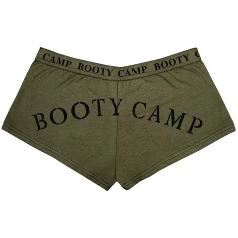 Women's Soft Olive Drab Army Camo Underwear Shorts - Cotton-Spandex Stretch Fabric, Breathable Lightweight Elastic Waistband, Rear Graphic Print, Daily Casual All-Season Lounge Bottoms