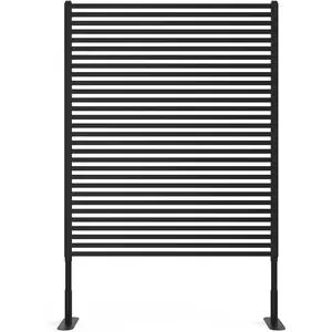 Metal Privacy Screen Outdoor Freestanding, 47"X71" Rust-Resistant Weatherproof Fence Panel for Patio, Garden, Yard, Modern Brown Decorative Divider, Airflow Trellis