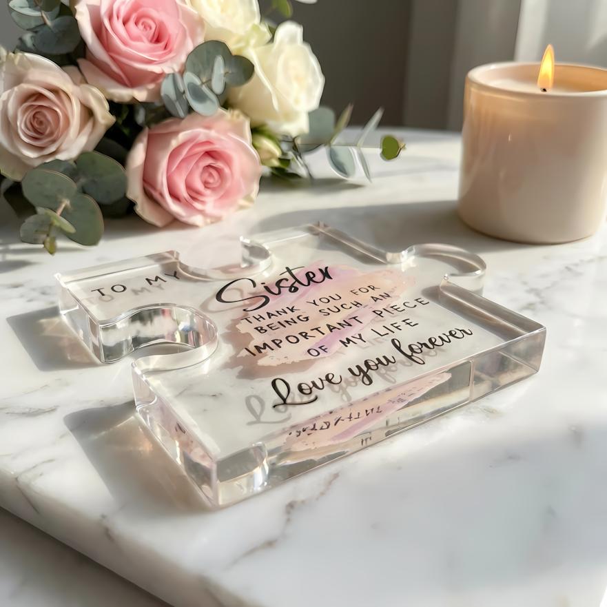 Acrylic Puzzle Plaque for Sisters, Heartfelt Friendship Keepsake, Photo Prop Decor for Best Friends, Thoughtful Gift for Birthdays, Weddings & Holiday Season
