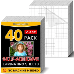 40 PCS 9 x 12 Inches Clear Self-Adhesive Self Sealing Laminating Sheets No Machine Needed
