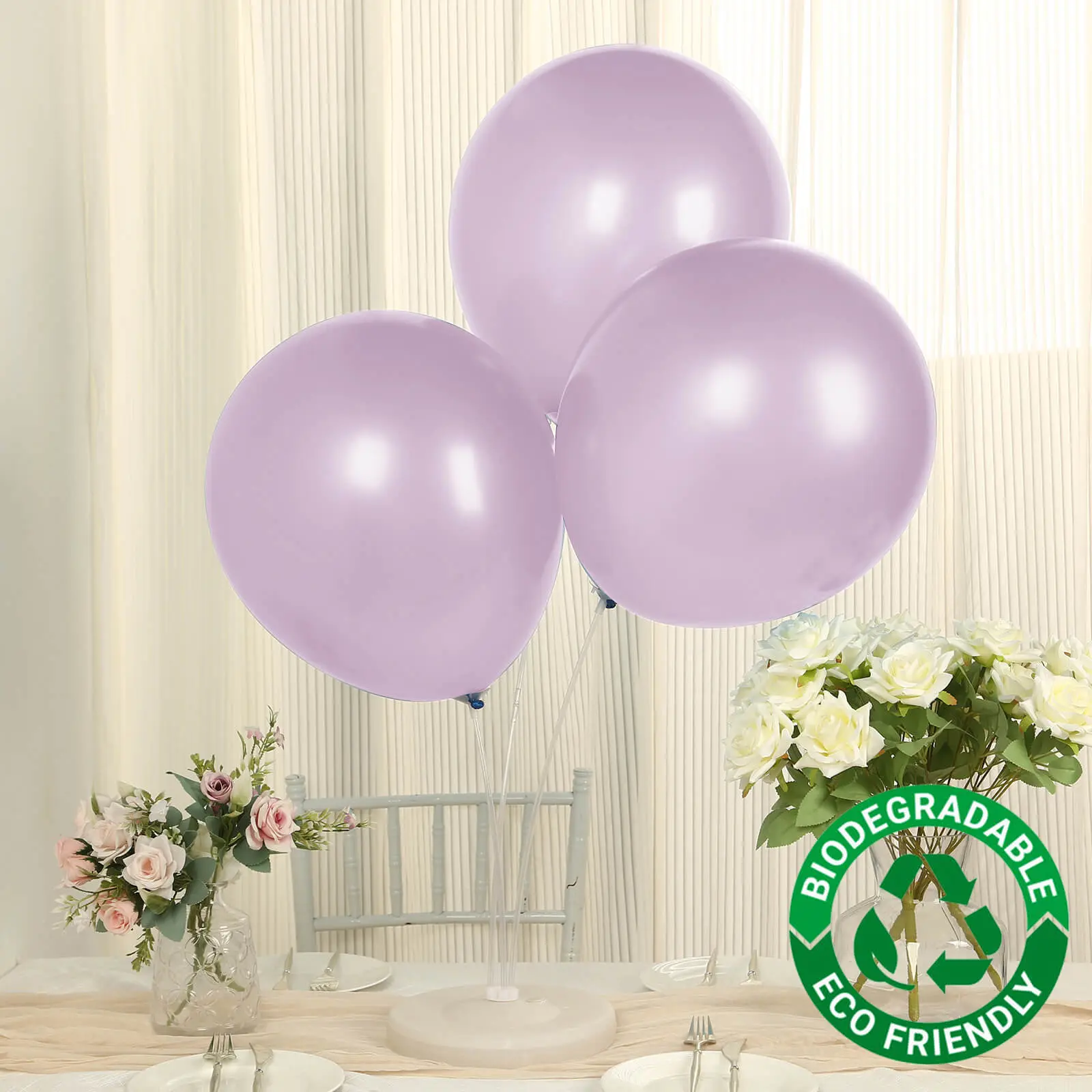 10-Pack 18" Thick Extra Strong Biodegradable Latex Helium Balloons, Lavender Lilac Eco-Friendly Festive Supplies for Happy Birthday, Anniversary, Ceiling & Hanging Decor, Floating Displays