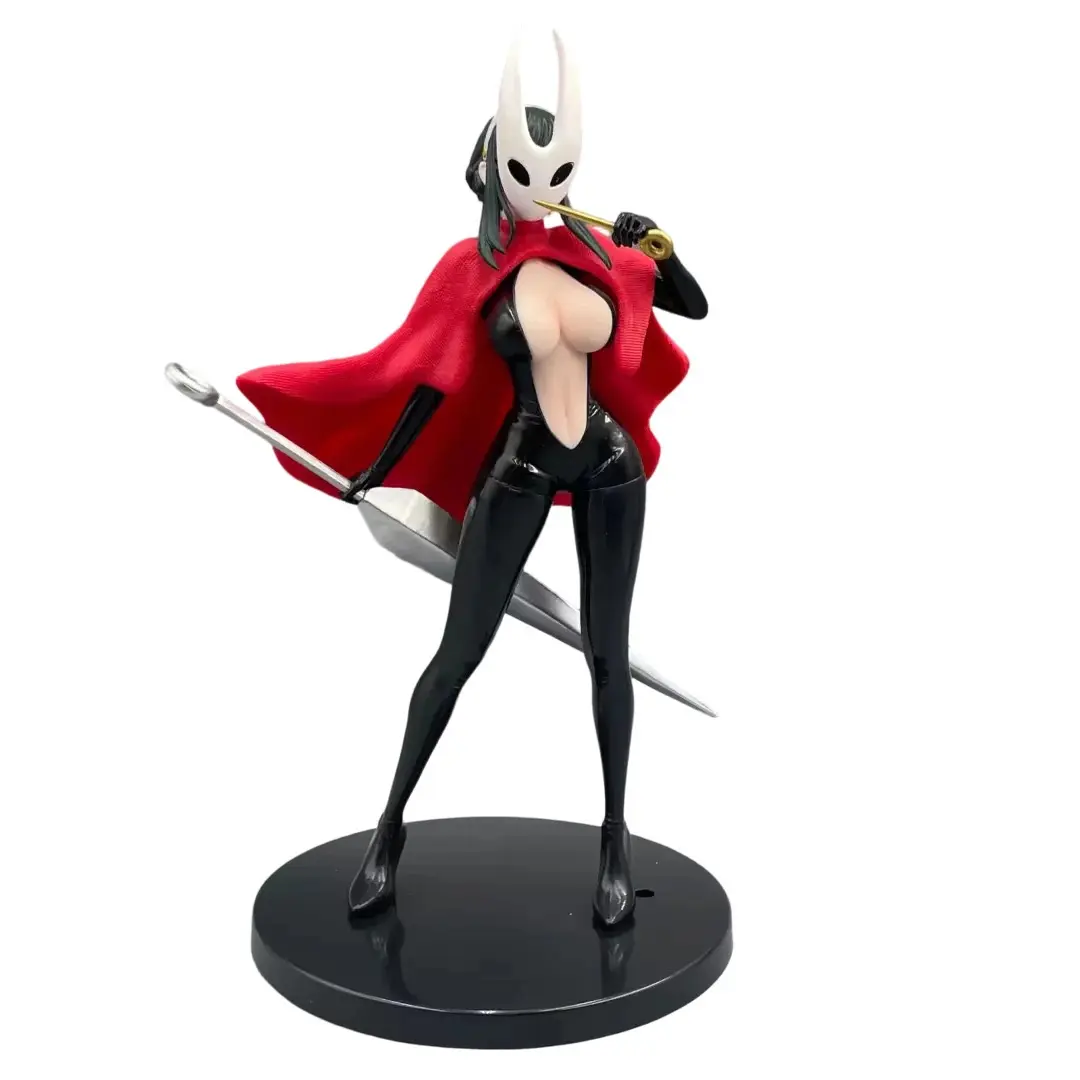 23cm Hollow Knight Hornet PVC Vinyl Action Figure Doll - Female Anime Protagonist Figurine, Red Cape, Interchangeable Mask Parts, 188g, Boxed, Desktop Decoration, Collectible for Anime Fans, Toys & Hobbies Specialty DIY Supply, Interchangeable Parts