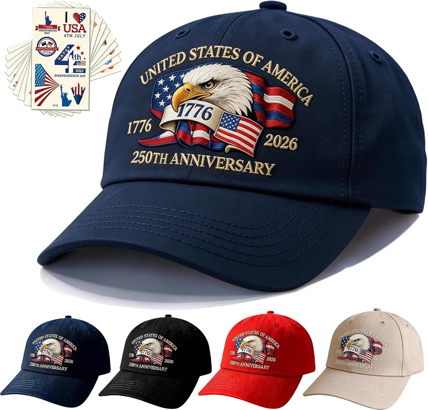 250 Anniversary USA Hat for Men Women,Printed Adjustable Baseball Cap,250th Years Gift Merchandise for Husband,Veteran