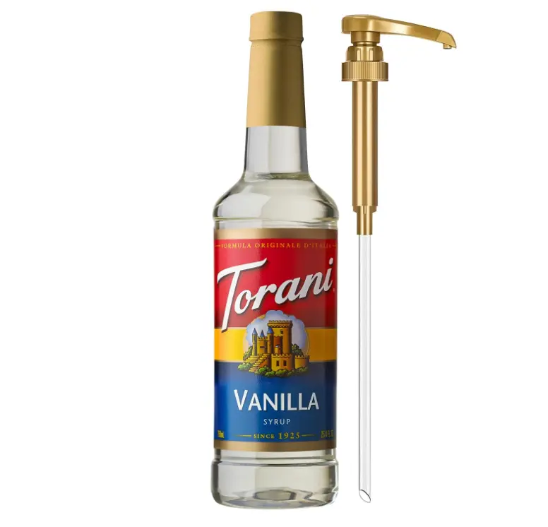 Torani Coffee Syrup, Vanilla Flavored Syrup for Drinks, Pump Included, 25.4 Fl Oz