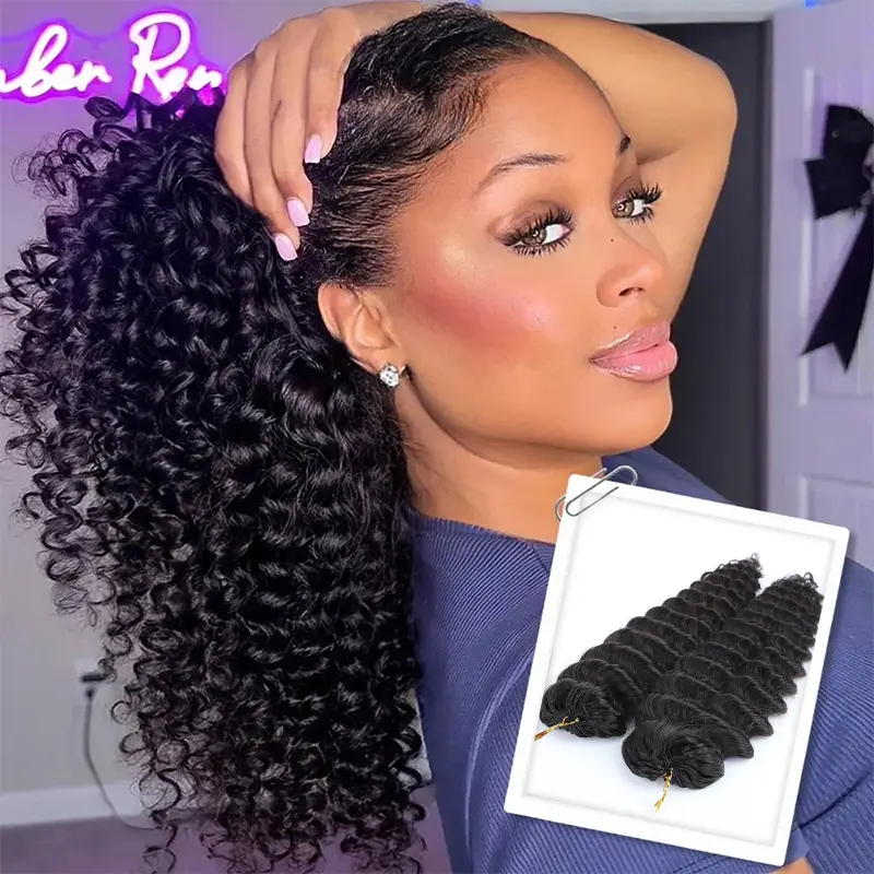 Knotless Deep Wave Crochet Braid Hair For Miracle Knots Deep Curly Lightweight Crochet Human Hair Pre Separated Hair Extensions Reusable Braid 4 Packs Enough For A Head