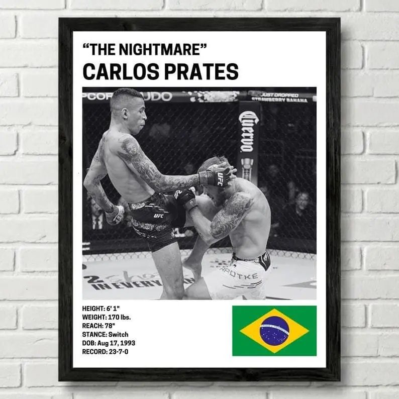 Carlos Prates UFC Fighter Artistic Graphic Print Unframed Paper Poster, Durable Long-Lasting Mixed Martial Arts Wall Art, Home Gym Decor