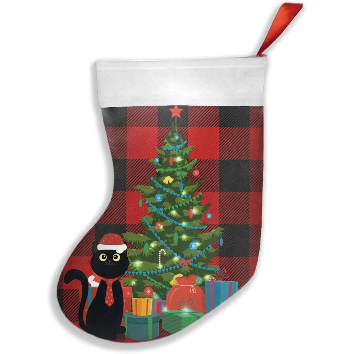 Cat Christmas Stockings Animal Pattern Xmas Hanging Stockings for Family Decoration Holiday Party Decor