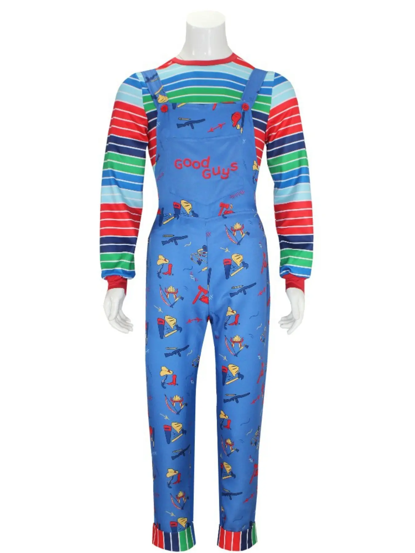 Chucky Season 2 Cosplay Movie Costume, Striped Slim-Fit Shirt & Pants, Halloween Horror Party Spooky, All-Season Universal Cosplay Wear
